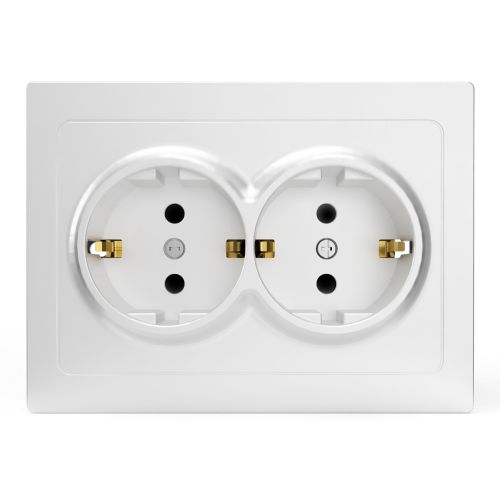 Розетка электрическая 2 поста TOKOV ELECTRIC PIXEL белый, фото