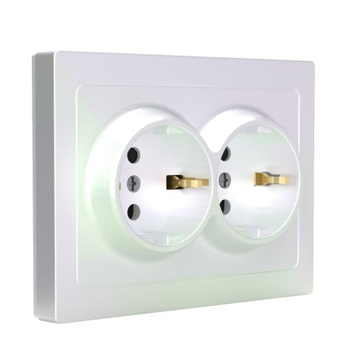 Розетка электрическая 2 поста TOKOV ELECTRIC PIXEL перламутр, крупный план