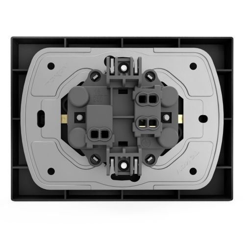 Розетка электрическая 2 поста TOKOV ELECTRIC PIXEL карбон, фотография