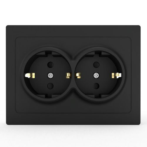 Розетка электрическая 2 поста TOKOV ELECTRIC PIXEL карбон, фото