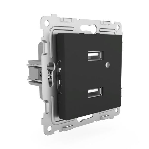 Розетка USB 2 поста TOKOV ELECTRIC PIXEL карбон, детальное фото