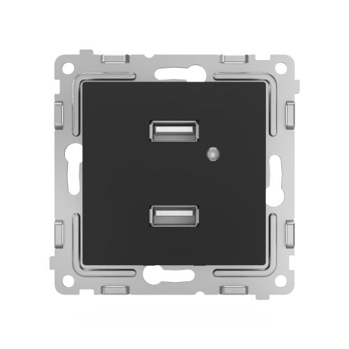 Розетка USB 2 поста TOKOV ELECTRIC PIXEL карбон, изображение