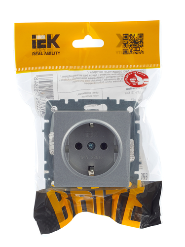 Розетка электрическая IEK BRITE BR-R11-16-K47 алюминий, изображение