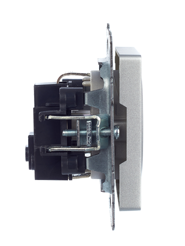 Розетка электрическая IEK BRITE BR-R11-16-K47 алюминий, изображение