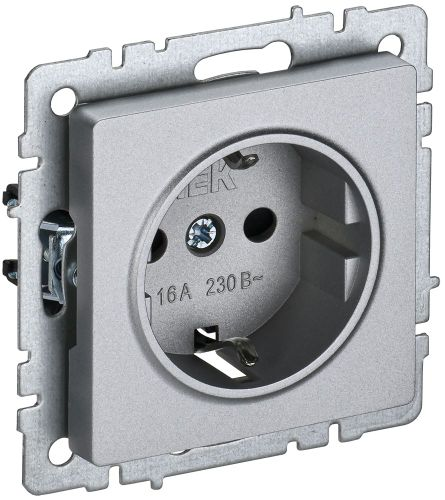 Розетка электрическая IEK BRITE BR-R11-16-K47 алюминий, картинка