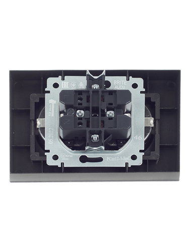 Розетка электрическая IEK BRITE BR-R24-16-K46-F сталь, детальное фото