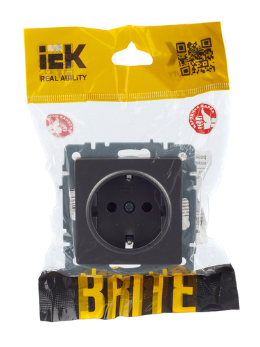 Розетка электрическая IEK BRITE BR-R11-16-K46 сталь, фотография