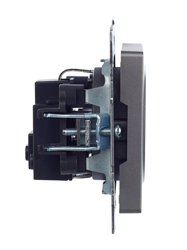 Розетка электрическая IEK BRITE BR-R11-16-K46 сталь, изображение