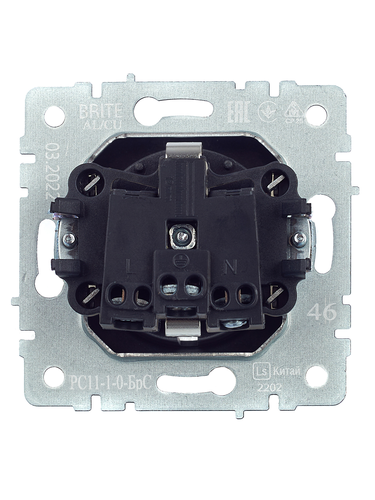 Розетка электрическая IEK BRITE BR-R11-16-K46 сталь, фотография
