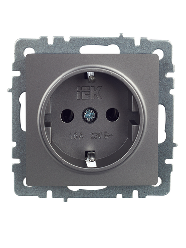 Розетка электрическая IEK BRITE BR-R11-16-K46 сталь, вид