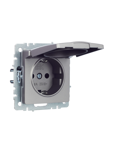 Розетка электрическая IEK BRITE BR-R16-16-44-K46 сталь, вид