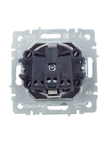 Розетка электрическая IEK BRITE BR-R16-16-44-K46 сталь, фотография