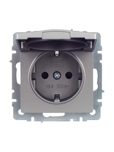 Розетка электрическая IEK BRITE BR-R16-16-44-K46 сталь, картинка