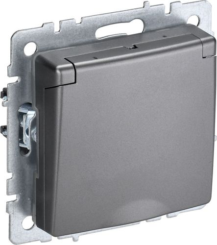 Розетка электрическая IEK BRITE BR-R16-16-44-K46 сталь, фотография
