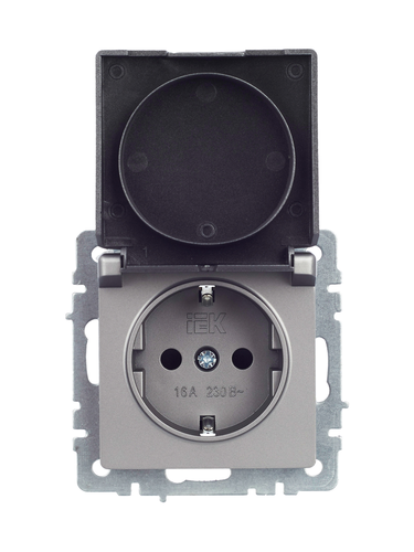 Розетка электрическая IEK BRITE BR-R16-16-44-K46 сталь, фотография