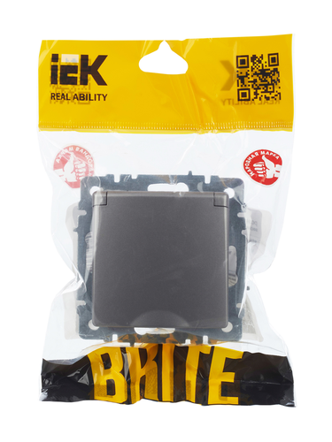 Розетка электрическая IEK BRITE BR-R16-16-44-K46 сталь, картинка