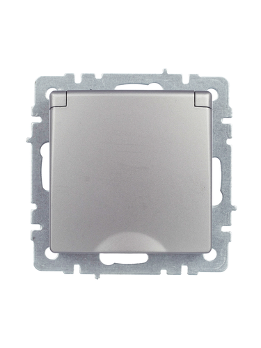 Розетка электрическая IEK BRITE BR-R16-16-44-K46 сталь, изображение
