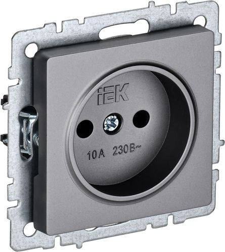 Розетка электрическая 1 пост IEK BRITE сталь, картинка