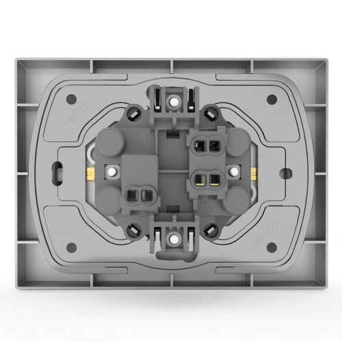 Розетка электрическая 2 поста TOKOV ELECTRIC PIXEL алюминий, детальное фото