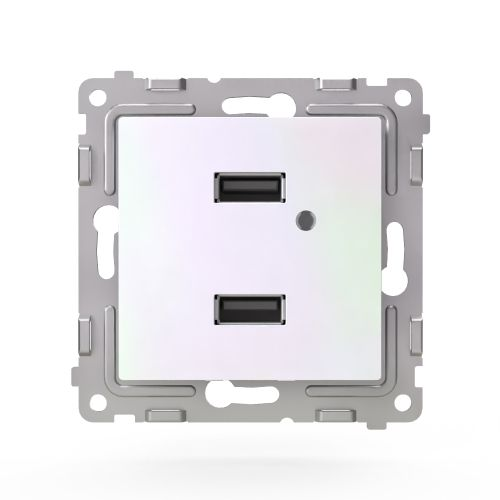 Розетка USB 2 поста TOKOV ELECTRIC PIXEL перламутр, вид