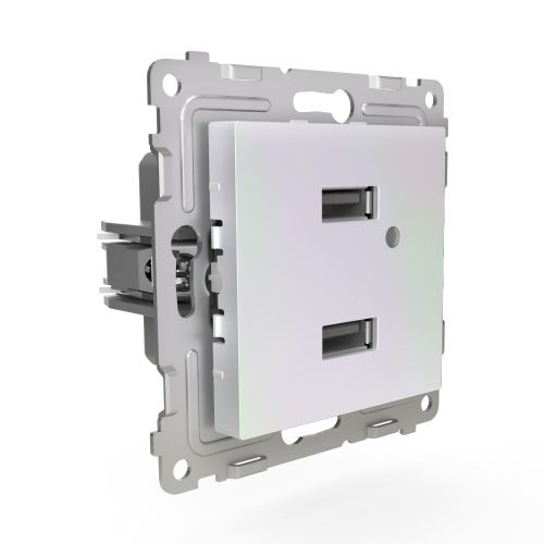 Розетка USB 2 поста TOKOV ELECTRIC PIXEL перламутр, детальное фото