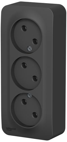 Розетка электрическая 3 поста Schneider Electric BLANCA антрацит, изображение