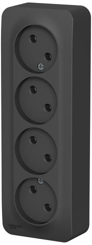 Розетка электрическая 4 поста Schneider Electric BLANCA антрацит, детальное фото