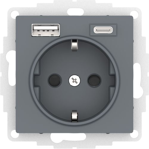 Розетка USB 2 поста Systeme Electric Atlas Design грифель, фото