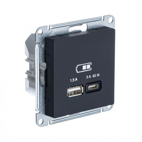Розетка USB Systeme Electric Atlas Design 1668220 карбон, картинка