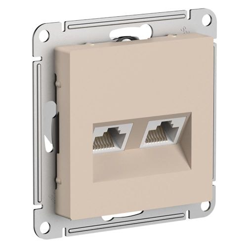 Розетка RJ-45 2 поста Systeme Electric Atlas Design песочный, изображение