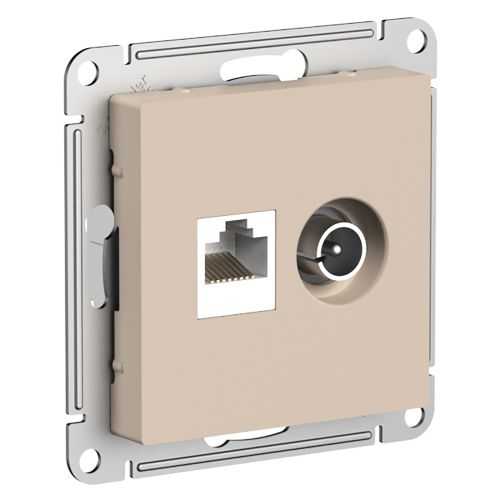 Розетка TV-RJ45 2 поста Systeme Electric Atlas Design песочный, вид