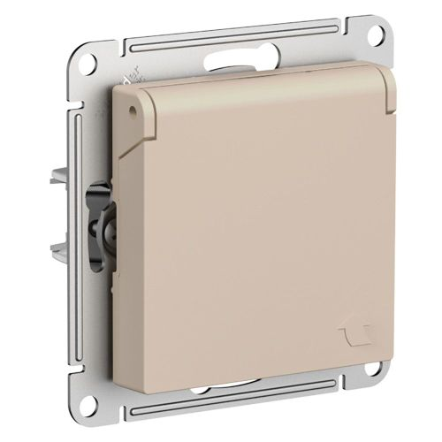 Розетка электрическая 1 пост Systeme Electric Atlas Design песочный 1712770, крупный план