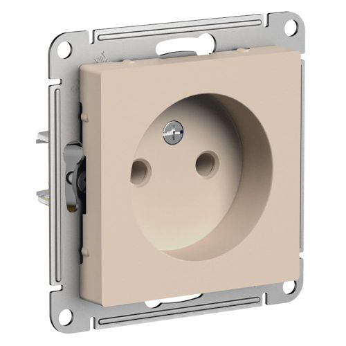 Розетка электрическая 1 пост Systeme Electric Atlas Design песочный 1712766, фото