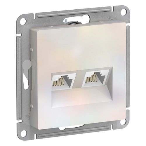 Розетка RJ-45 2 поста Systeme Electric Atlas Design жемчуг, детальное фото