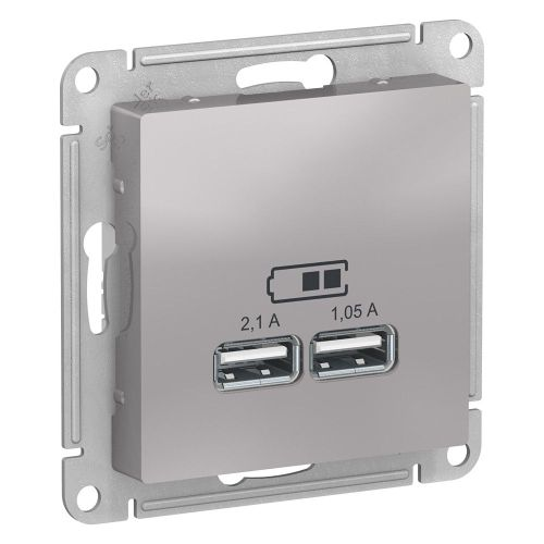 Розетка USB 1 пост Systeme Electric Atlas Design алюминий, картинка