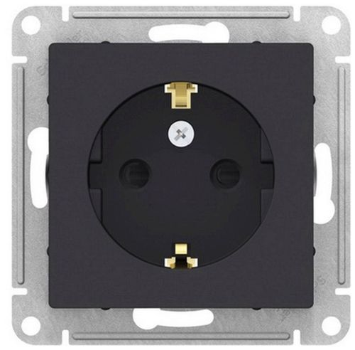 Розетка электрическая 1 пост Schneider Electric Atlas Design ATN001045 карбон, фотография