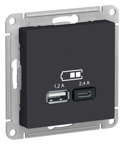 Розетка USB Systeme Electric Atlas Design 1340076 карбон, фотография