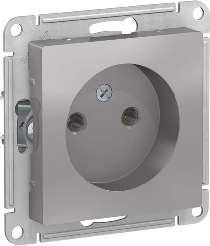 Розетка электрическая 1 пост Schneider Electric Atlas Design алюминий, картинка