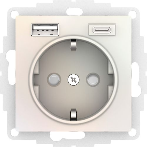 Розетка USB 2 поста Systeme Electric Atlas Design жемчужный, вид