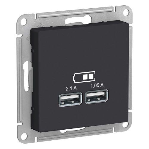 Розетка USB 1 пост Systeme Electric Atlas Design карбон, картинка
