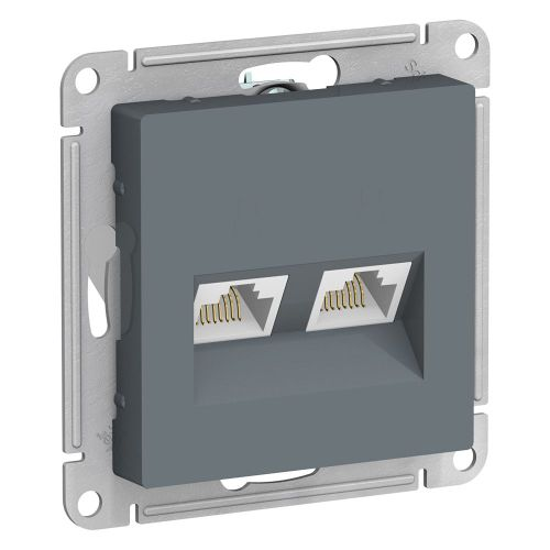 Розетка RJ-45 2 поста Systeme Electric Atlas Design грифель, изображение