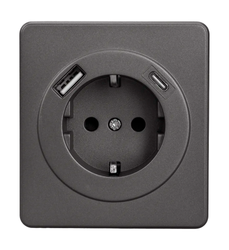 Розетка USB Type-A+C 1 пост Kranz Round титан, изображение