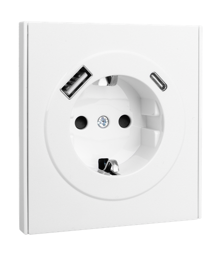 Розетка USB Type-A+C 1 пост Kranz Strong жемчуг, детальное фото