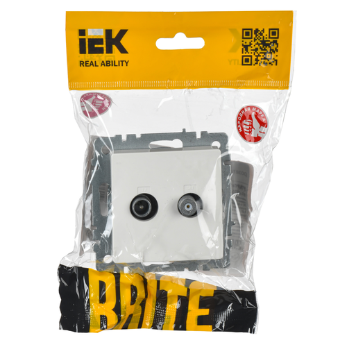 Розетка TV-SAT 1 пост IEK BRITE белый, фотография