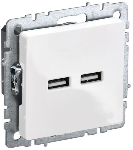 Розетка USB 1 пост IEK BRITE белый, вид