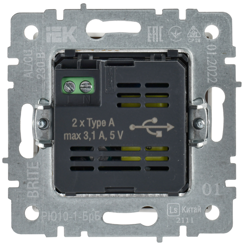 Розетка USB 1 пост IEK BRITE белый, картинка