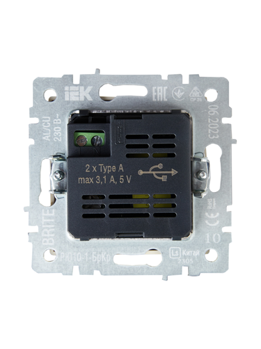 Розетка USB 1 пост IEK BRITE бежевый, детальное фото