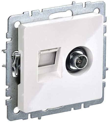 Розетка TV-RJ45 1 пост IEK BRITE белый, вид