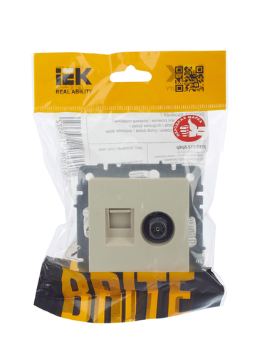 Розетка TV-RJ45 1 пост IEK BRITE бежевый, детальное фото