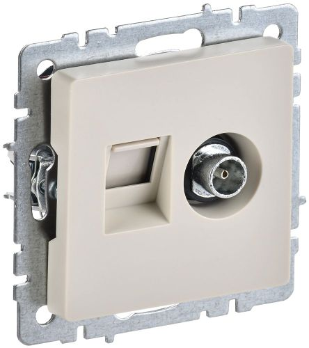 Розетка TV-RJ45 1 пост IEK BRITE бежевый, вид
